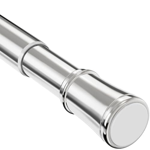 Extendable Curtain Rod Extendable Window Tension Rod No Drilling Shower Curtain Pole, Tension Rod for Curtains, Kitchen, Closet, Hanging Pole No Tool Require, 69-90 cm (27.2-35.4"), Silver