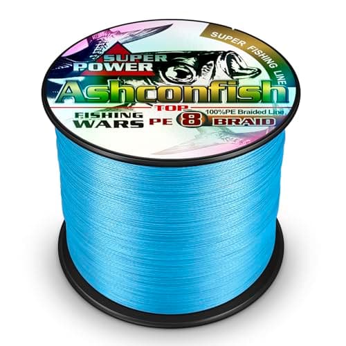 Ashconfish Braided Fishing Line-8 Strands Super Strong Fishing Wire 500M/547Yards 10LB-Abrasion Resistant Braided Lines-Incredible Superline-Zero Stretch-Superfine Diameter-Blue